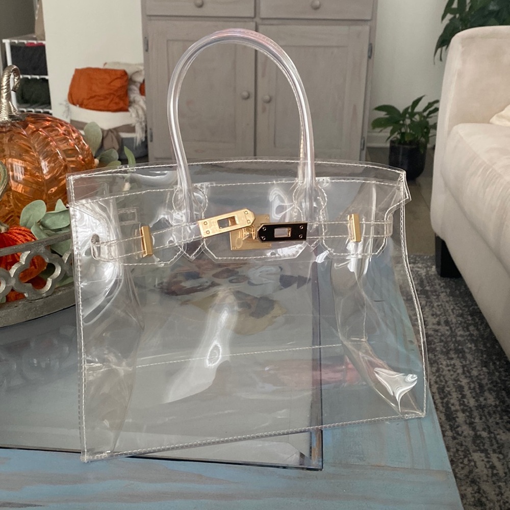 Clear plastic luxury dupe purse